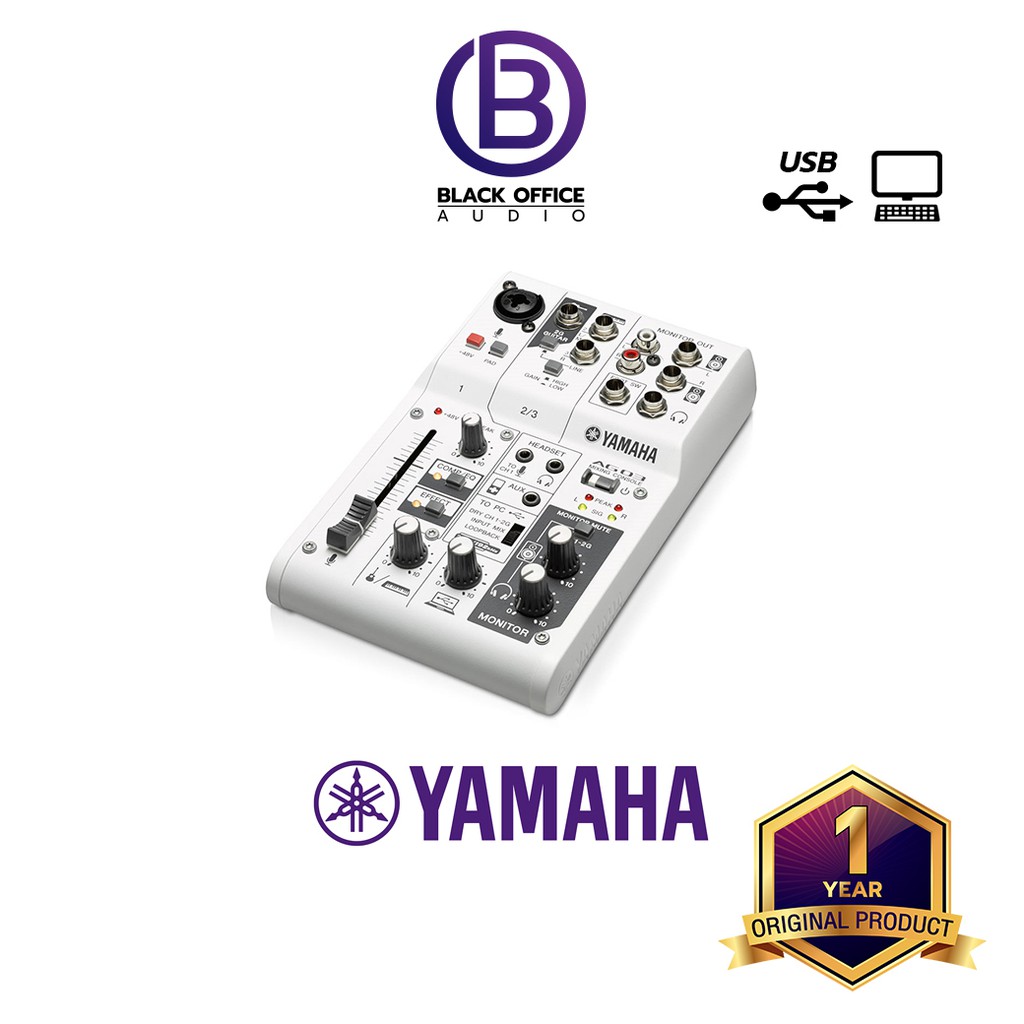 Yamaha AG03 มิกเซอร์ / บันทึกเสียง / ไลฟ์สตรีม / เล่นดนตรี / Mixer / USB Audio Interface (BlackOffic