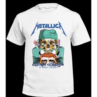 TSHIRTฝ้ายเสื้อยืดผ้าฝ้าย 100% พิมพ์ลายกราฟิก Metallica BAND GILDAN UNISEXS-3XLs-5xl