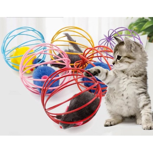 บอลกรงหนู บอลของเล่นแมว ( คละสี )
