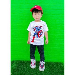 เสื้อยืดแขนสั้นเด็กสีขาว ไซร์ SS S M L XL