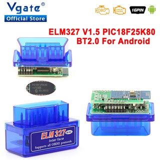 Elm327 V1.5 PIC18F25K80 เครื่องสแกนเนอร์ไร้สาย OBD2 ODB2 ELM 327 V1.5 Auto OBD 2 สําหรับ Android