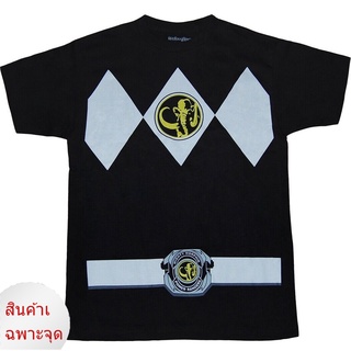 เสื้อยืดผ้าฝ้าย พิมพ์ลาย Mighty Morphin Power Rangers สีดํา