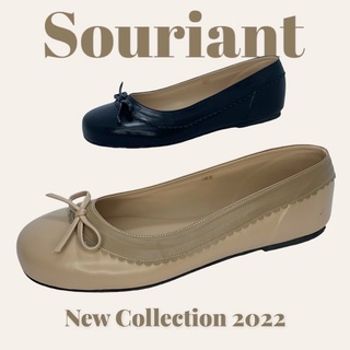 Souriant  No.001-9-8(รองเท้าคัดชูหัวกลมใหญ่พื้นยางดำซูริออง’ใส่สบายเท้าไม่ลื่น