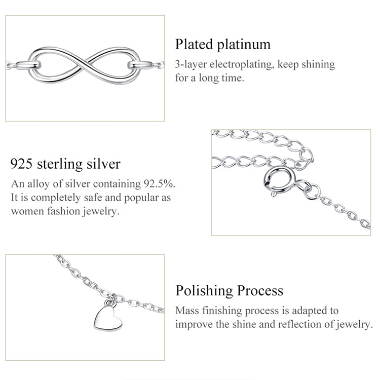 Bamoer สร้อยข้อเท้าเงิน 925 กันแพ้ เครื่องประดับ สําหรับผู้หญิง SCT019 - รูปที่ 4