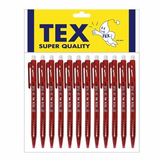 TEX MC 228 STD ปากกาลูกลื่น หัว 1 มม. สีแดง แพ็ค 12 ด้าม