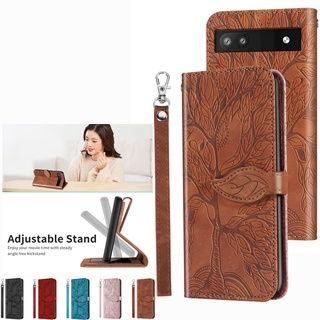 Life Tree Etui Magnetic Wallet Flip Leather Stand Cases For Google Pixel 8 78 7A 6 6A 5A 5 Pro Back Cover