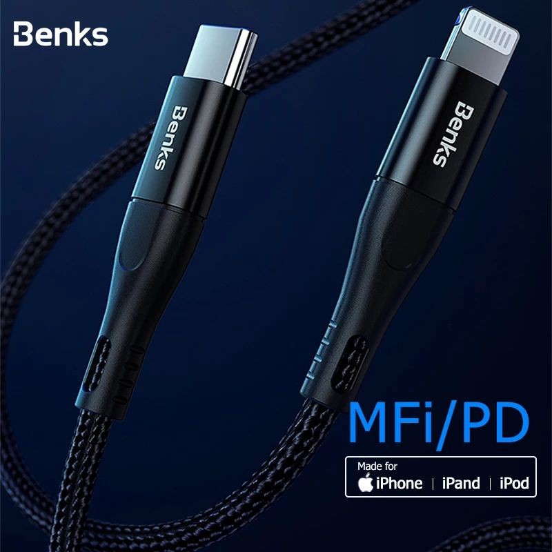 Benks MFI สายชาร์จเร็ว Type C เป็น Lightning มาตรฐานสั้น 25ซม