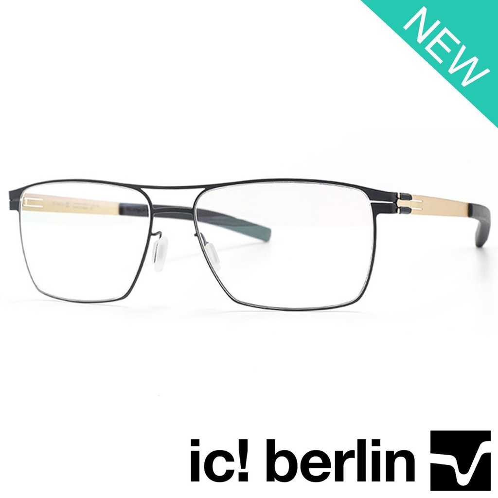 Ic Berlin แว่นตา 033 C-4 สีดำขาทอง กรอบแว่นตา กรอบเต็ม ขาข้อต่อ สแตนเลส สตีล (สำหรับตัดเลนส์) Eyewea