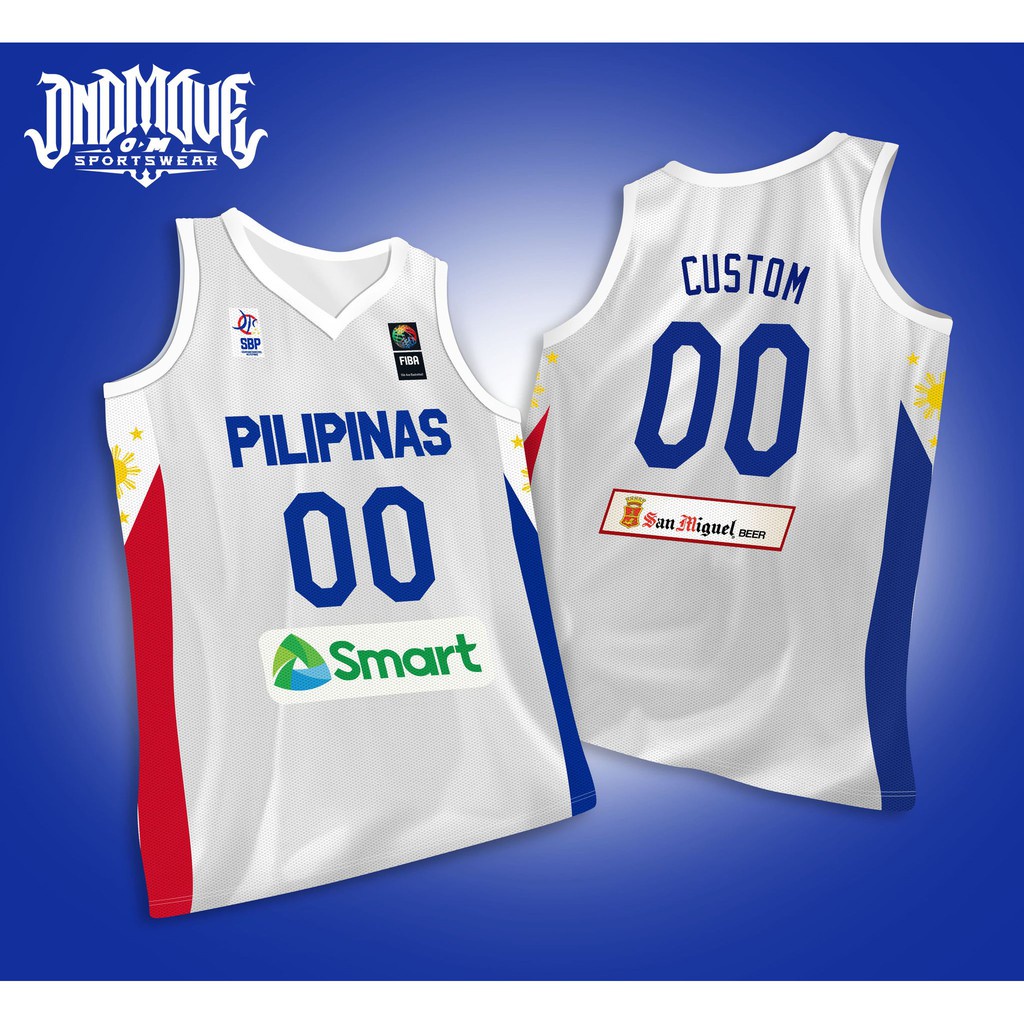 เสื ้ อบาสเก ็ ตบอล GILAS CUSTOM GILAS PILIPINAS เสื ้ อสีขาวชื ่ อที ่ กําหนดเองและหมายเลขระเหิดเต ็ มรูปแบบ