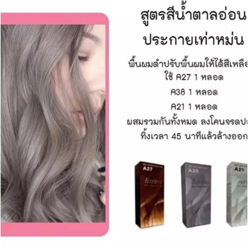 สีผมเบอริน่า เซ็ทน้ำตาลอ่อนประกายเทาหม่น | Shopee Thailand