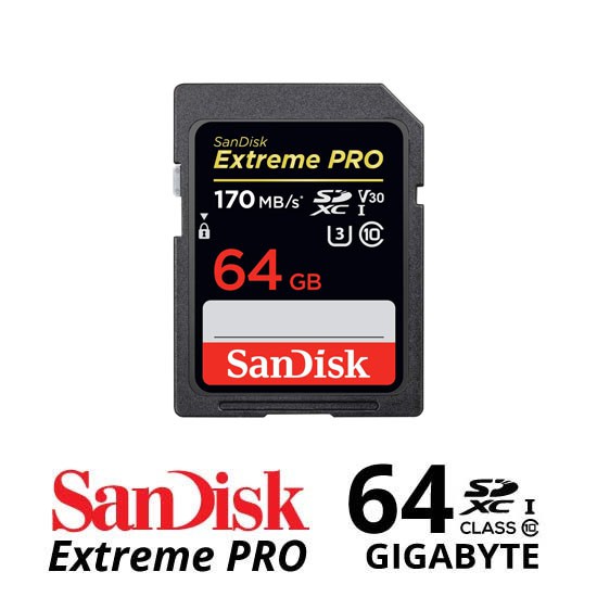 Sandisk Extreme Pro SDXC UHS-I U3 V30 170Mb / S - 64GB