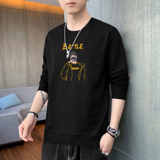 เสื้อกันหนาวลําลอง คอกลม พิมพ์ลาย ทรงหลวม สําหรับผู้ชาย