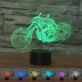 โคมไฟตั้งโต๊ะอะคริลิค LED ไล่โทนสี รูปมอเตอร์ Harley Motor 3D 7 สี สําหรับตกแต่งบ้าน