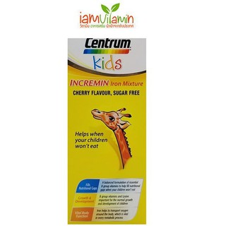 Centrum Kids Incremin Iron Mixture Cherry Flavour 200ml วิตามิน สำหรับเด็ก ช่วยให้เจริญอาหาร เมื่อลูก ๆ ไม่ยอมกินข้าว