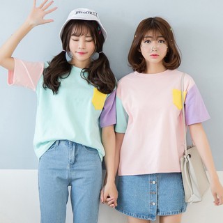 เสื้อยืดสีพาสเทลสไตล์เกาหลี