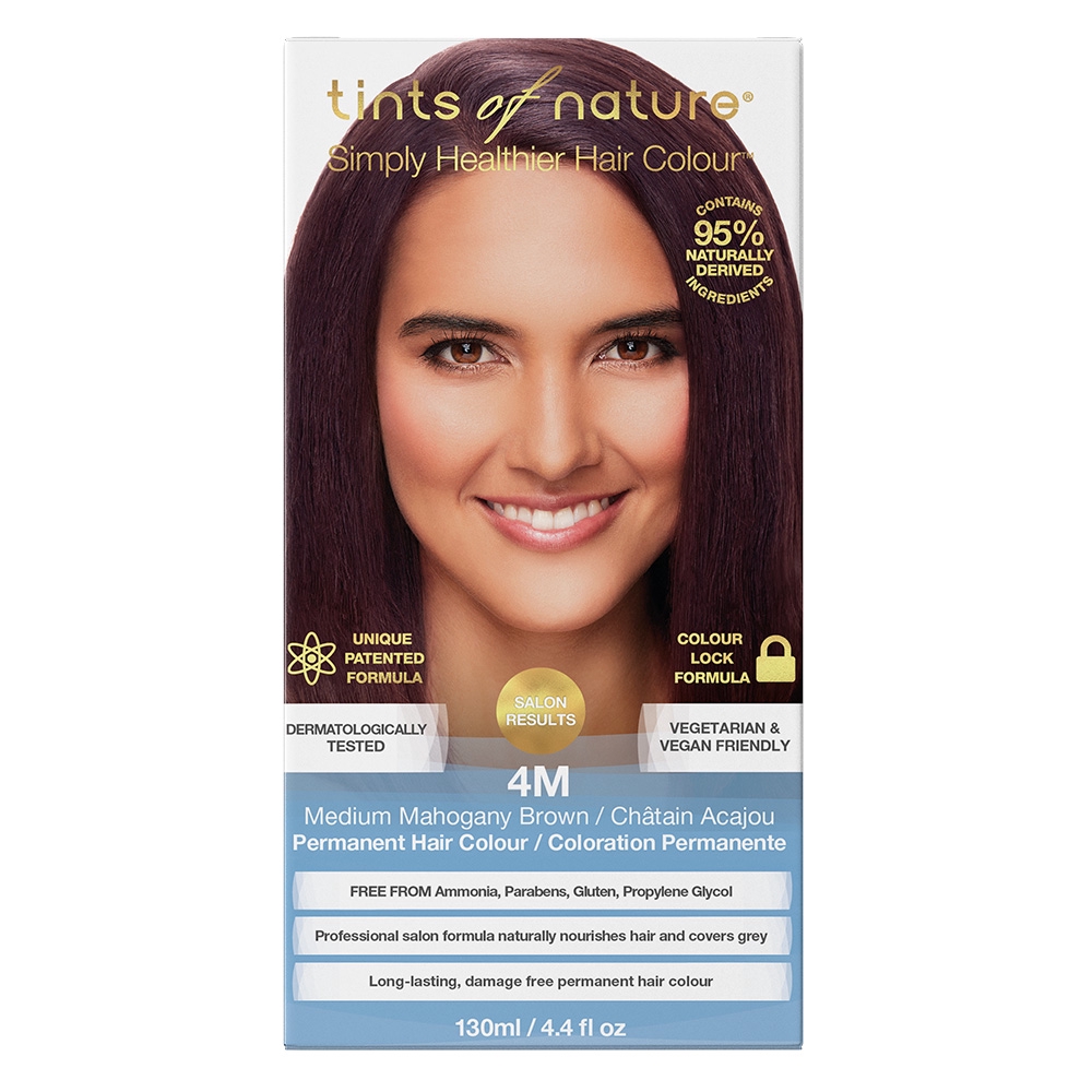 Tints of Nature 4M Medium Mahogany Brown - Permanent Hair Colour น้ำยาย้อมผมออร์แกนิค มะฮอกกานี (130