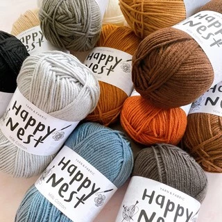 Happynest ไหมพรม คอตตอนนม milk cotton yarn 4 ply (สีขาว ครีม น้ำตาล เทา ดำ)