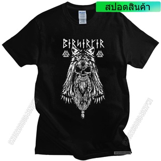 เสื้อยืดโอเวอร์ไซส์ราคาต่ำสุด!!เสื้อยืดคอกลม ผ้าฝ้าย พิมพ์ลาย  Viking Berserker สไตล์คลาสสิก สําหรับผู้ชาย ER66WR41012 S