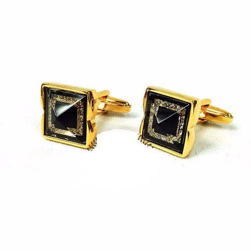 KEMEJA Houseofcuff Cufflink Gold Square Studded Shirt Button Cuffs Black Cuffslinks