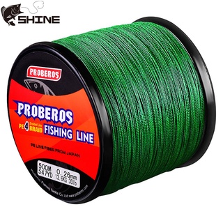 Proberos 500M 4 strands สายการประมงถัก Tali pancing แรงดึงสูงสุดสวมความต้านทานการกัดกร่อน PE Li