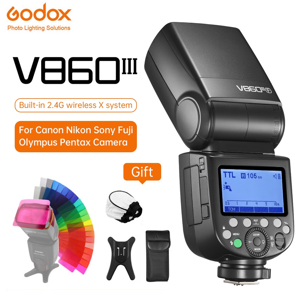Godox V860III-S V860III-C 860iii-n V860III-F gn60 ttl hss li-ion speedlite flash แบตเตอรี่