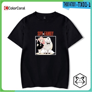 คอตต้อนคอกลมColorcoral เสื้อยืดแขนสั้นลําลอง พิมพ์ลายอนิเมะ Spy X Family Anya ทรงหลวม สไตล์โกธิค ฮาราจูกุ สําหรับผู้ชาย