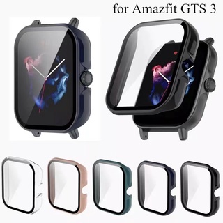 สําหรับ Amazfit GTS 3 เคสป้องกันฮาร์ดพีซี สําหรับ Huami Amazfit GTS3 หน้าจอกระจกนิรภัย ป้องกันทั้งฟิล์ม