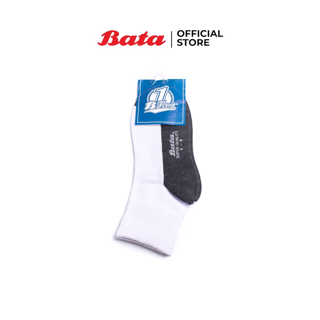 Bata ถุงเท้านักเรียนเด็ก ข้อต่ำ พื้นเทา ไม่มีกันลื่น อายุ 7 - 9 ปี แพ็ค 1 คู่ สีขาว รหัส 9541267
