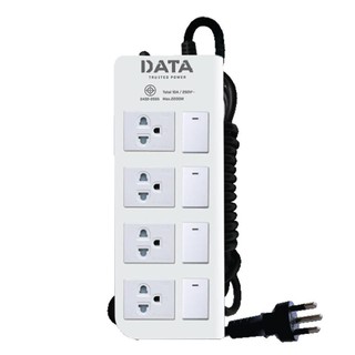 รางปลั๊กไฟมอก. 4 ช่อง 3 เมตร สีขาว DATA DT4418TIS power strip 4 slots 3 m. White DATA DT4418