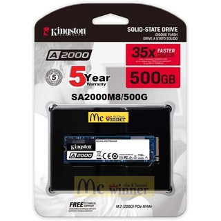 500GB SSD (เอสเอสดี) KINGSTON A2000 PCIe/NVMe M.2 2280 (SA2000M8/500G) - รับประกัน 5 ปี