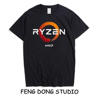 T-shirt  ผ้าฝ้ายแท้ AMD RYZEN Ryzen big eagle tearer โลโก้พิมพ์รอบคอเสื้อยืดแขนสั้น Faith แขนสั้น bottoming เสื้อS-5XL