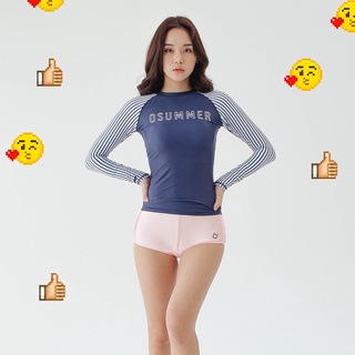 [ผญ] เสื้อว่ายน้ำ แขนยาว กันยูวี Navy Stripe Rashguard Top OSUMMER GG.SWIMWEAR