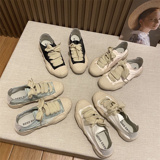 รองเท้าผ้าใบแฟชั่น Minimalist Summer New Wild Canvas Puffed Shoes