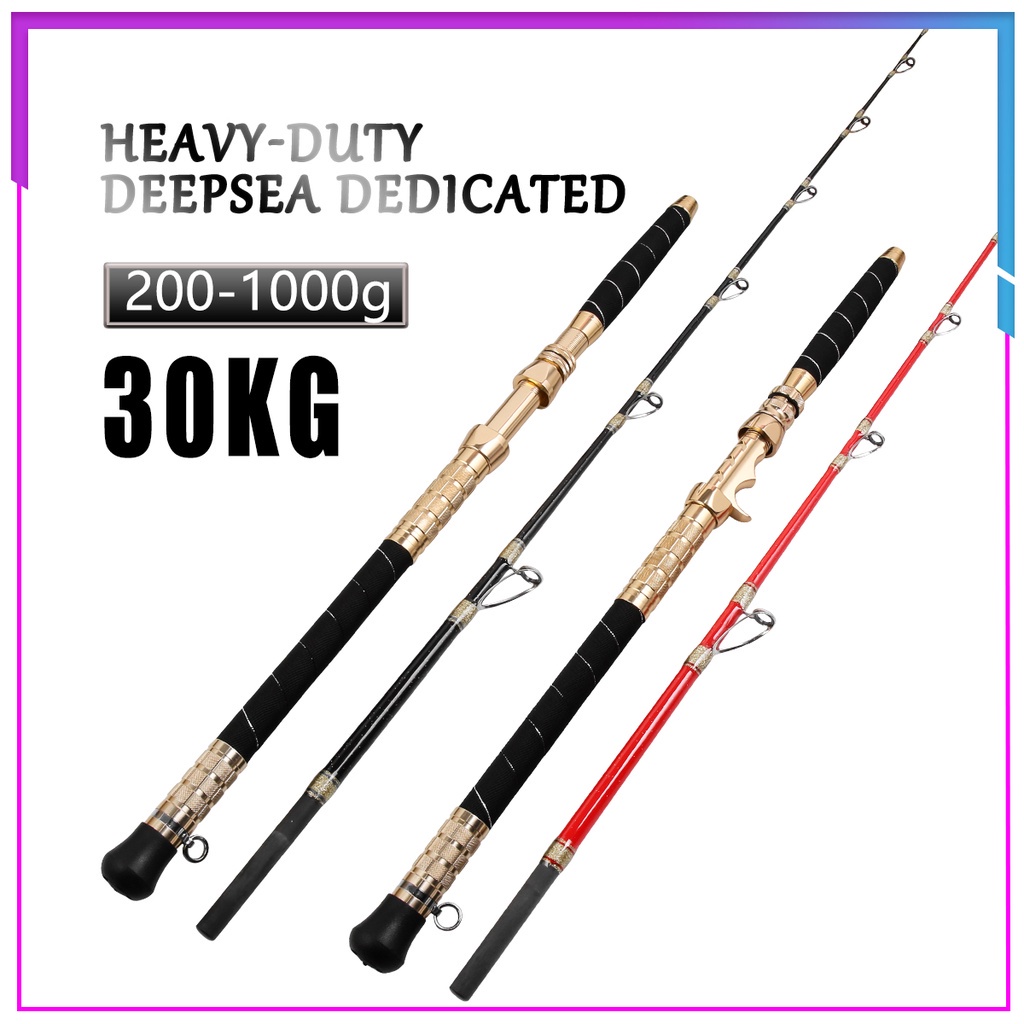 คันเบ็ดคาร์บอน 1.65/1.8m 70 ปอนด์ Solid Tip Deepsea น้ําเค็ม Jigging Spinning/Baitcasting เรือตกปลา