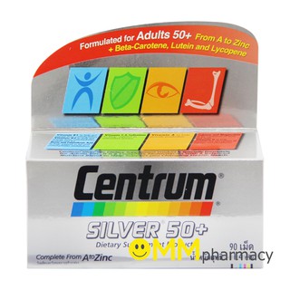 Centrum Silver 50+ A to Zinc เซนทรัม ซิลเวอร์ 30 เม็ด/ 90 เม็ด (กล่องเงิน รุ่นใหม่)