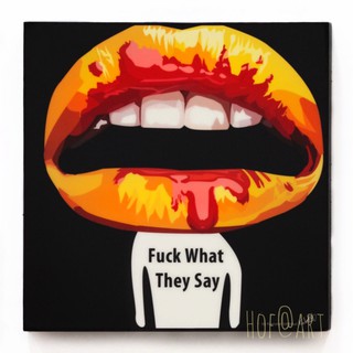 F**k What They Say รูปภาพ​ติด​ผนัง​ pop art กบ การ์ตูน cartoon แต่งบ้าน ของขวัญ กรอบรูป รูปภาพ ของสะสม