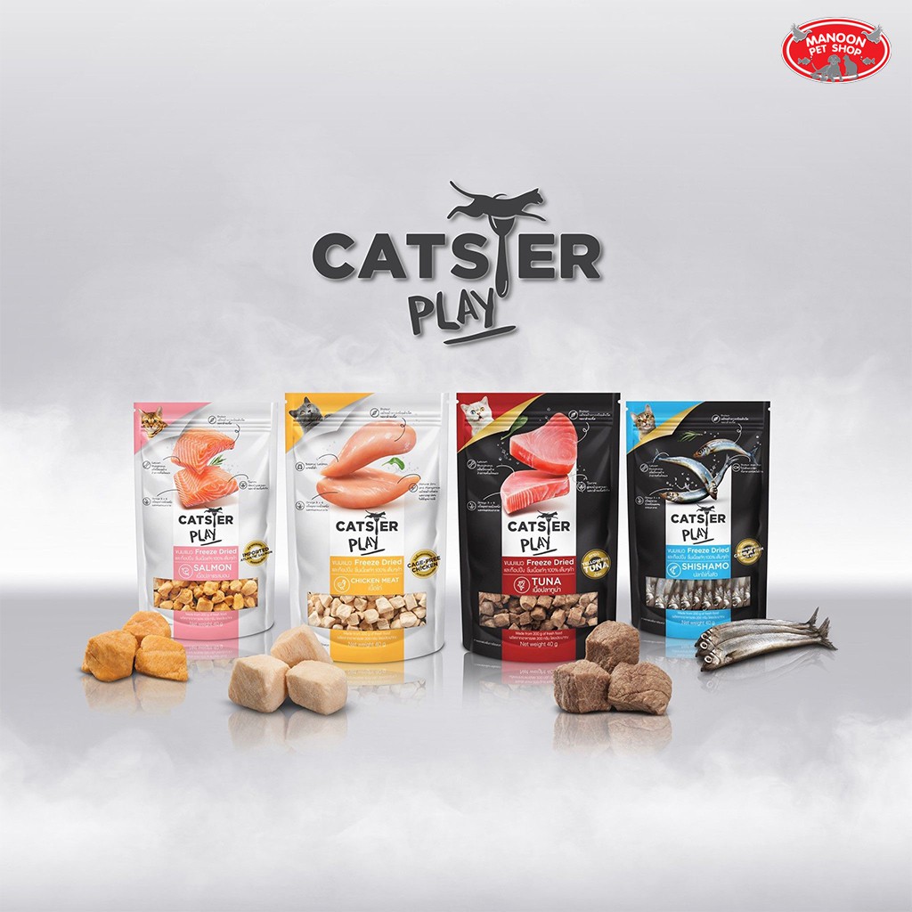 สินค้ารวมส่งฟรี⚡ [MANOON] Catster Play Freeze Dried Treats & Toppers for Cats 40g ❤️ Chicken?COD.เก็บเงินปลายทาง