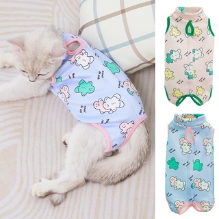 FM🐕ชุดผ่าตัดสัตว์เลี้ยง Gingerbread Man Pattern Anti-licking Skin-friendly Four-leg Cats Dogs Surgery Recovery Suit Pet Supplies