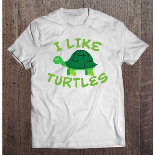 【cotton Tshirts👕】เสื้อยืด ลายสัตว์ทะเลเต่า I Like Turtles ตลก