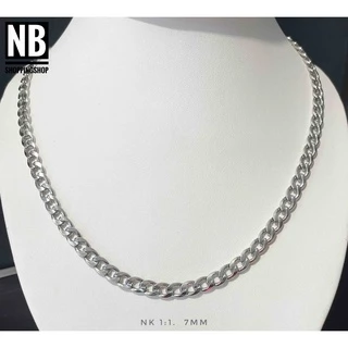 S-647 สร้อยคอสแตนเลส ลายแบนเรียบNK กว้าง7mm สร้อยแฟชั่น Hiphop สร้อยพระ ไม่ลอกไม่ดำ 100% ใส่อาบน้ำได้ สร้อยคอnecklace