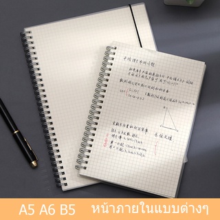 สมุดโน๊ตธรรมดา A5/B5 ปกใสฝ้า สมุดม้วน เส้นแนวนอนหนา SJ7317