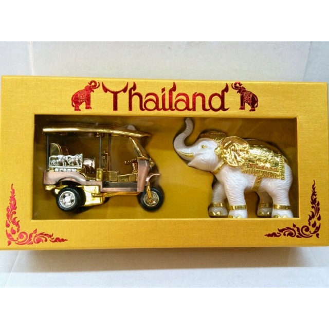 โมเดลตุ๊กๆ+ช้าง Model Tuk Tuk Thailand + Elephant ของฝาก ของที่ระลึก ของไทย