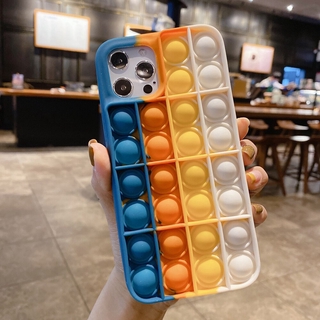 iPhone 13mini iPhone 13 12 11 Pro Xs Max Xr X 7 8 Plus Reliver Stress Pop Fidget Toys Push It Bubble Case สำหรับ iPhone 13 12 กรณีซิลิโคนนุ่ม