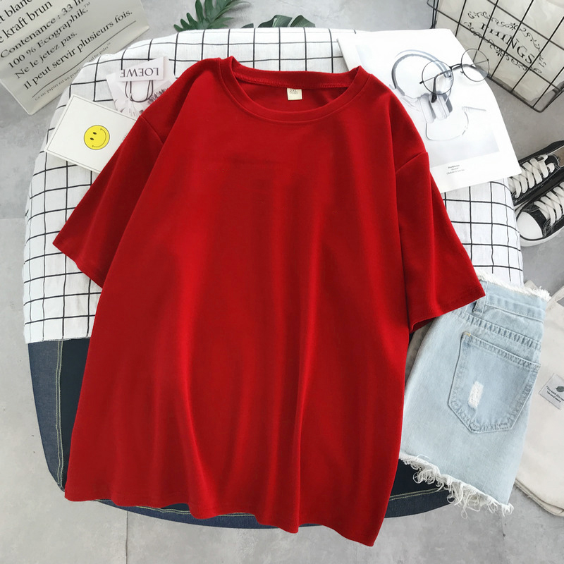 Random Color Short-sleeved T-shirt female Korean version of the spring and summer 2021 new solid #6