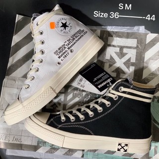 รองเท้า X Off-White Chuck Taylor All  Star 70’s Black/White size:38-44 หุ้มข้อ รองเท้าผ้าใบ G25A101