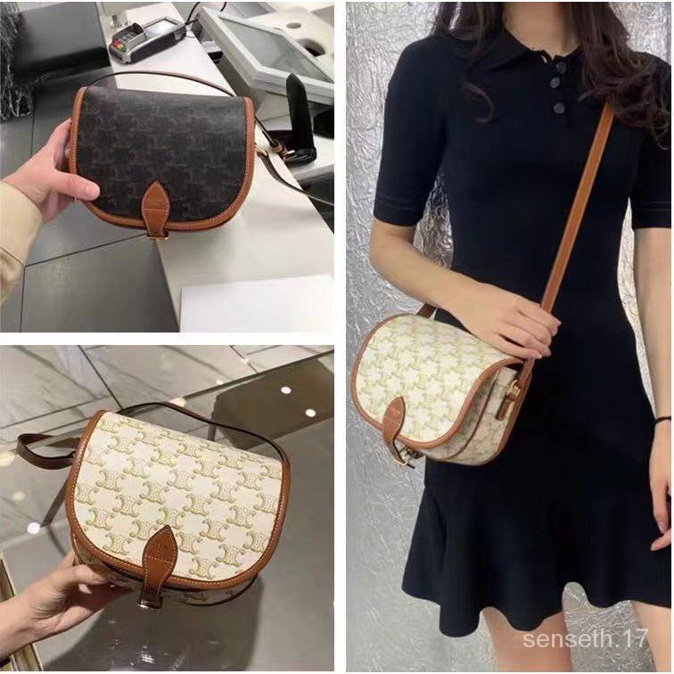 ยุโรปของแท้ซื้อ Celine กระเป๋าถือ Folco retro triumphal arch ใหม่อาน