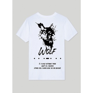 เสื้อยืดเเนวสตรีท เวอร์ชั่นเกาหลี Ink wolf #22016-1 BW1、22016-1 BW2