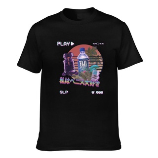 【ผ้าฝ้ายแท้】Vaporwave Fiji เสื้อยืดลําลอง แขนสั้น พิมพ์ลายขวดโหล สไตล์วินเทจ เรโทร สําหรับผู้ชาย