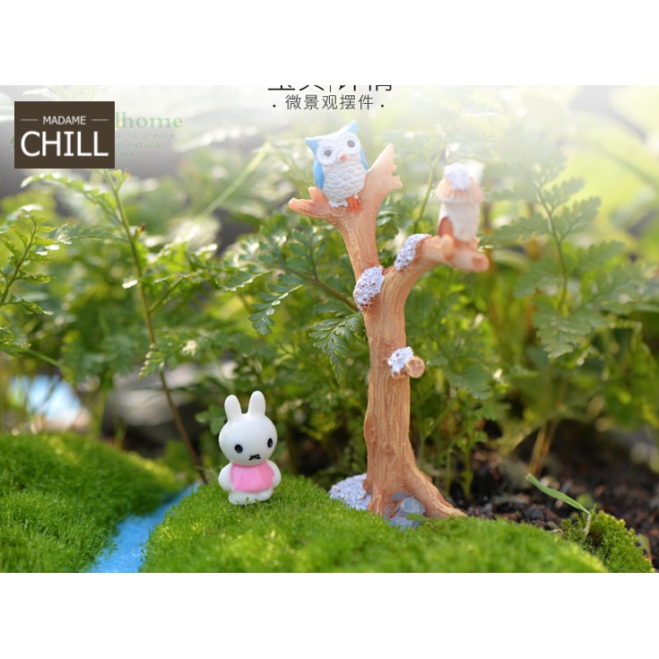 [MC192] ตุ๊กตุ่นจิ๋ว นกฮูกเกาะต้นไม้ (1 ต้น ราคา 25 บาท)