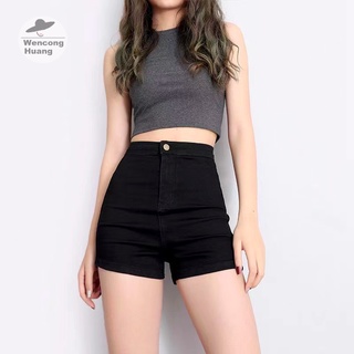 #0608 กางเกงขาสั้นผู้หญิง กางเกงยีนส์ ผ้ายืด ยีนวินเทจ ผญเอว…